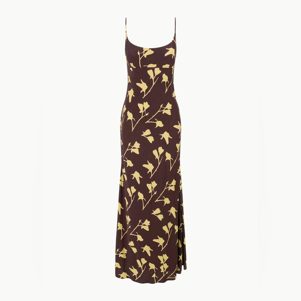 STAUD Brown and Yellow Floral Maxi Dress